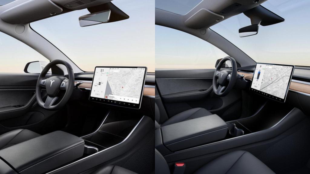 Interior del Model 3 (izq.) y del Model Y (der.)