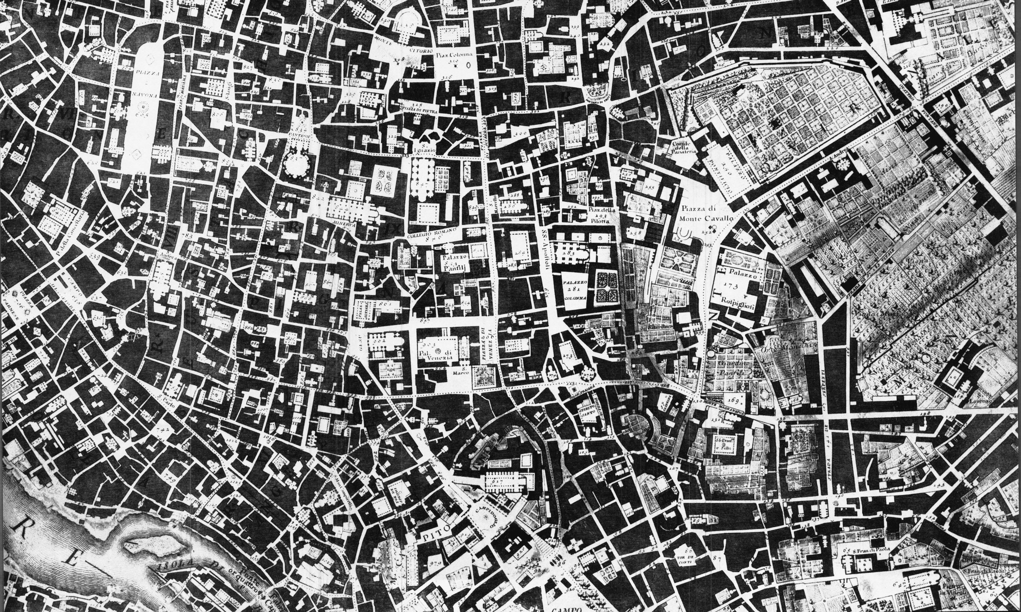 Plano de Roma, GIambattita Nolli, 1750