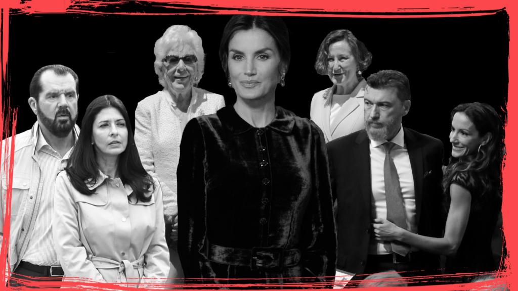 De izq. a dcha.: Jesús Ortiz, Ana Togores, la abuela Menchu, Letizia, Paloma Rocasolano, Robert Gavin y Telma Ortiz.