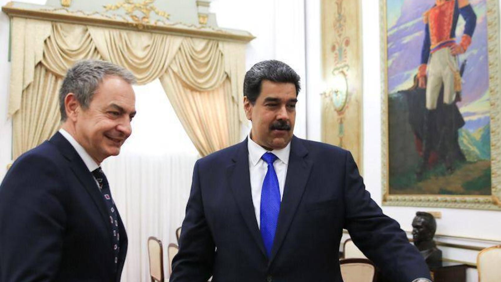 José Luis Rodríguez Zapatero y Nicolás Maduro en el Palacio de Miraflores.