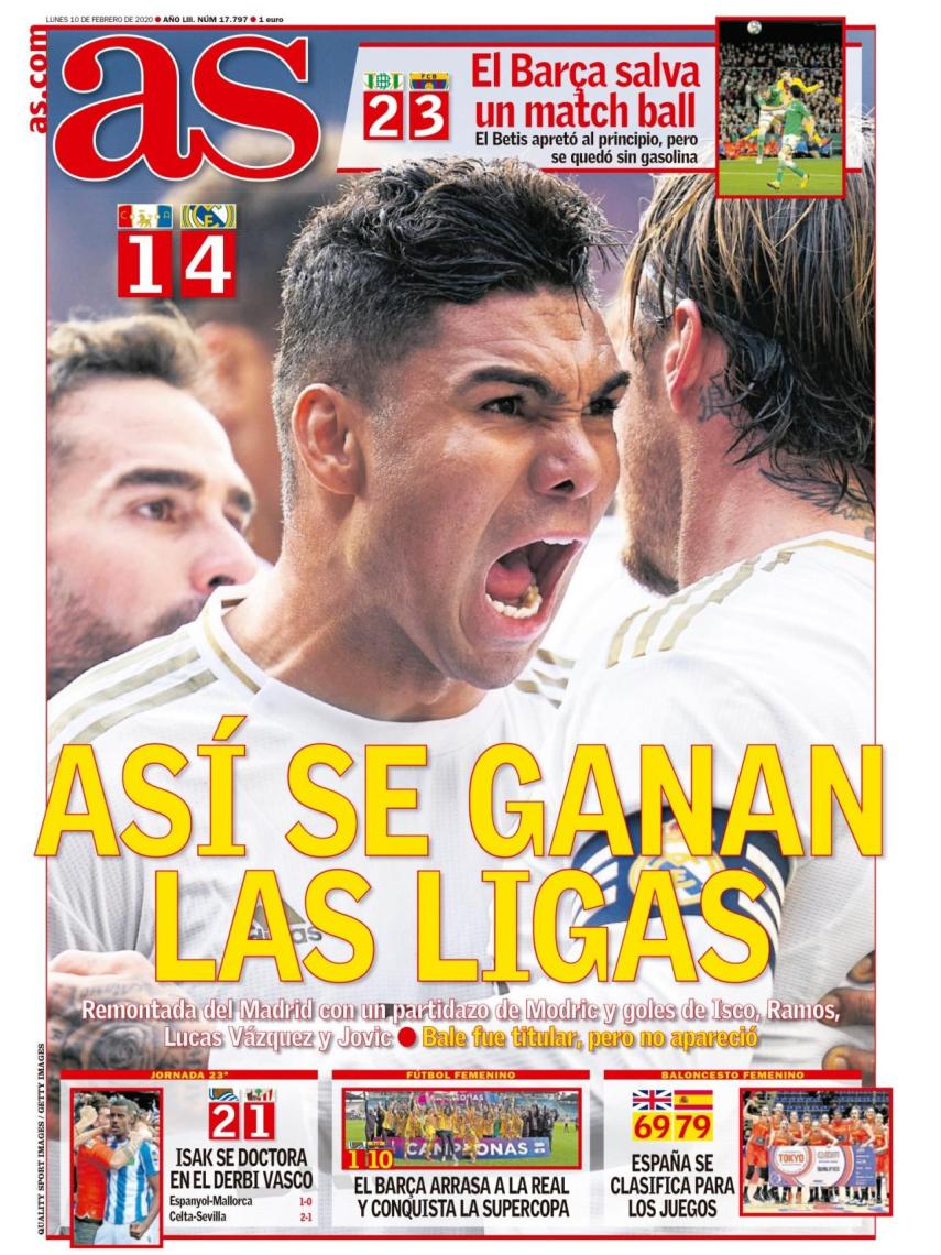 La portada del diario AS (10/02/2020)