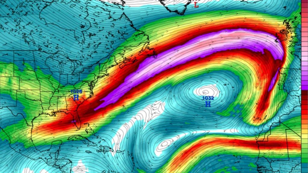 El chorro polar que acompañó a la borrasca Ciara. Tropicaltidbits.