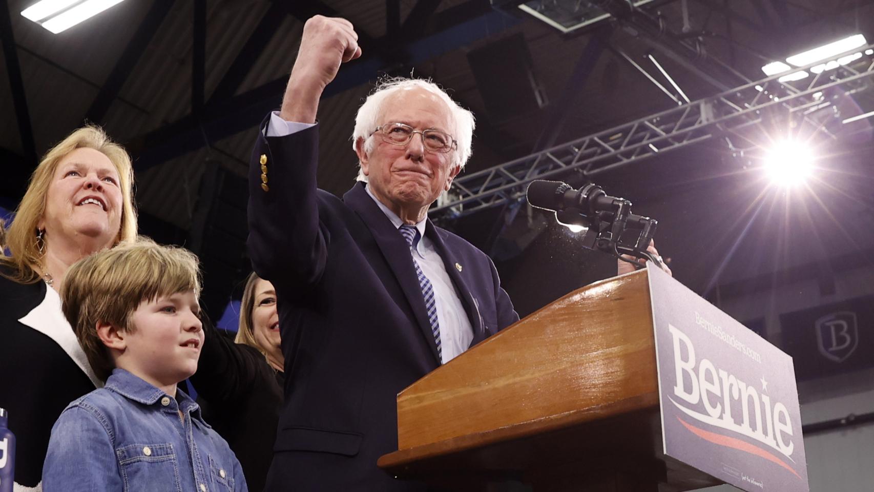 El precandidato demócrata Bernie Sanders en New Hampshire.