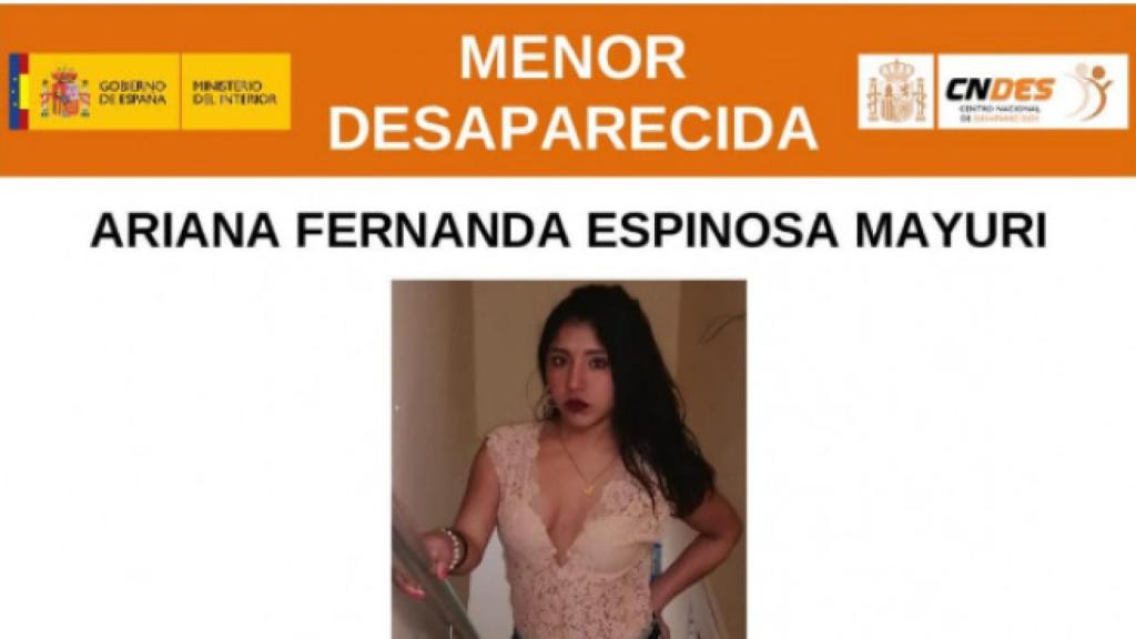 Ariana Fernanda, joven de 17 años desaparecida en Meco (Madrid).