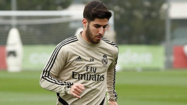 Marco Asensio, en un entrenamiento del Real Madrid