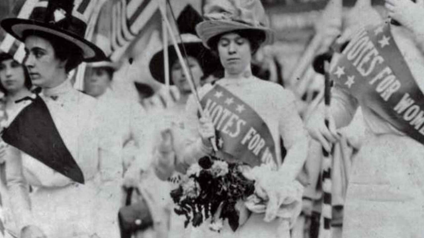 Protestas de las sufragistas en EEUU vestidas de blanco, a principios del siglo XX.