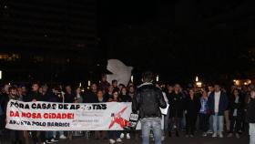 La manifestación para pedir el cierre de las casas de apuestas tuvo lugar en la Plaza de Pontevedra