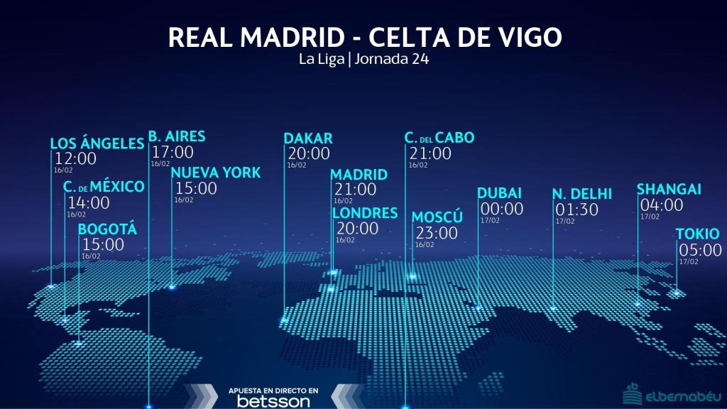 Horario internacional y dónde ver el Real Madrid - Celta