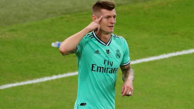 Toni Kroos celebra un gol esta temporada