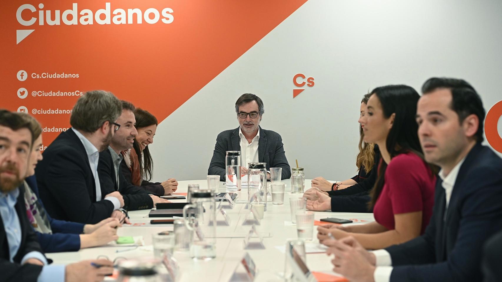 Reunión de la gestora de Ciudadanos celebrada este lunes.