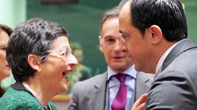 Arancha González Laya, durante la reunión de ministros de Exteriores de la UE de este lunes