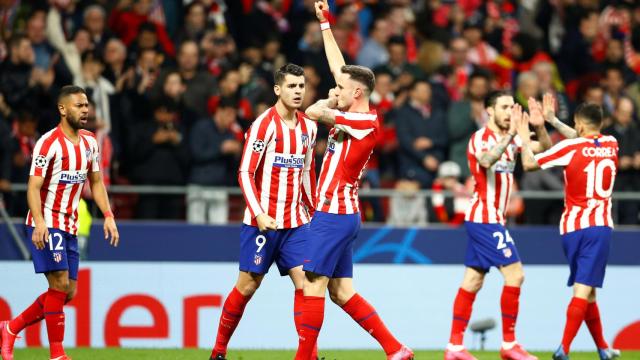 Saúl celebra el único gol de la victoria