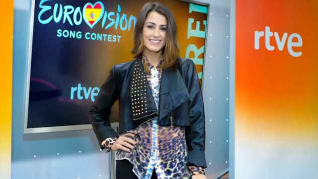 Barei durante su primera rueda de prensa como representante de España en Eurovisión (RTVE)