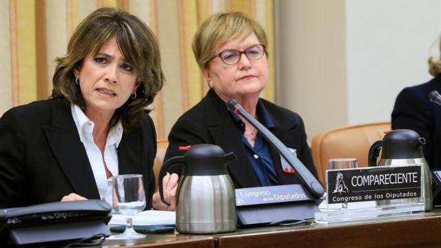 La exministra de Justicia, Dolores Delgado, durante su comparecencia este jueves ante la Comisión de Justicia del Congreso.