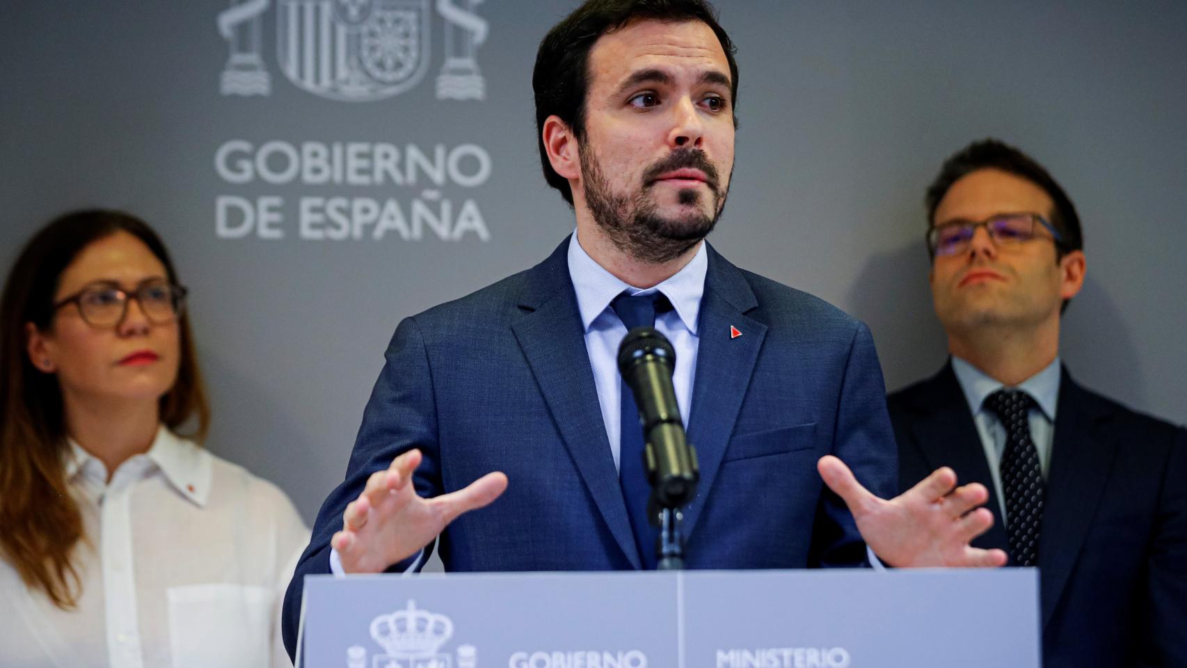 El ministro de Consumo, Alberto Garzón, este viernes en la sede del ministerio.