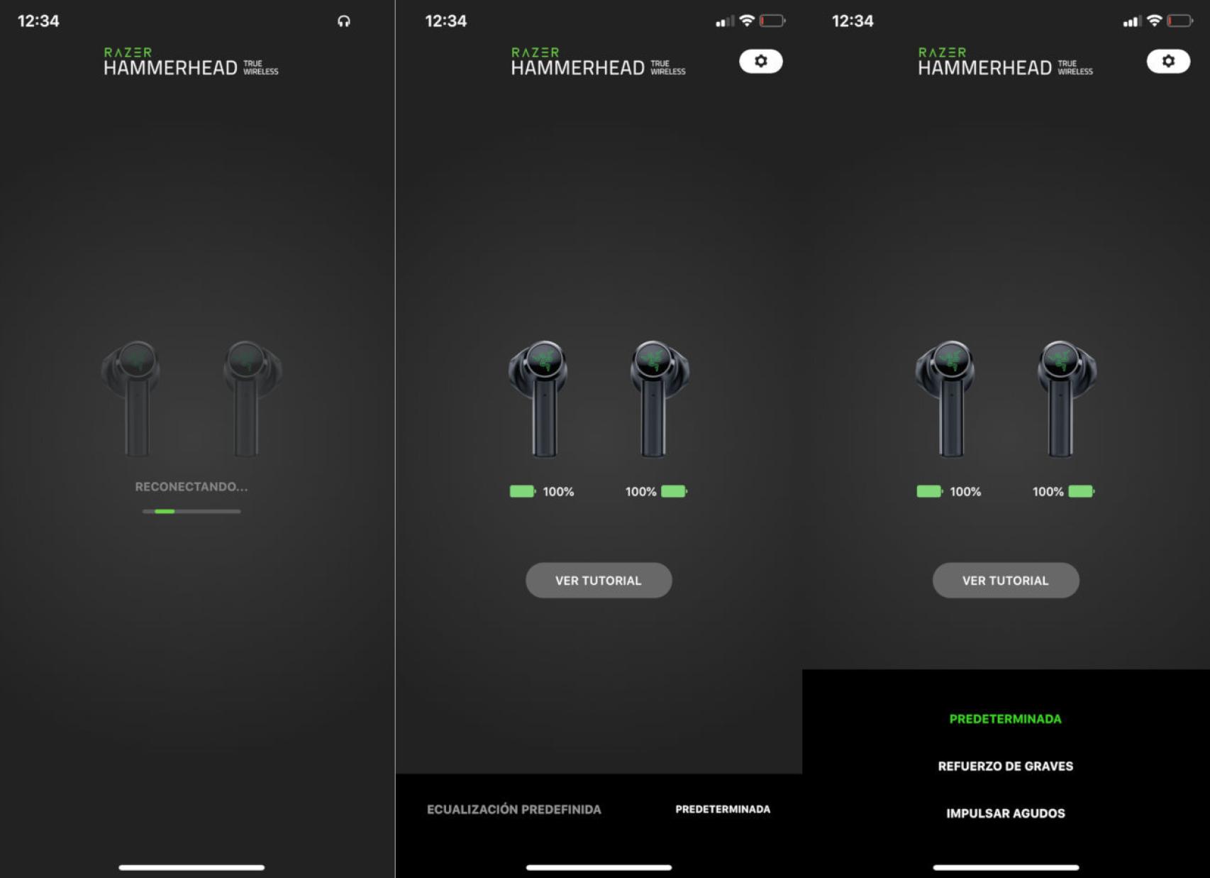 App para iOS de los Razer Hammerhead True Wireless