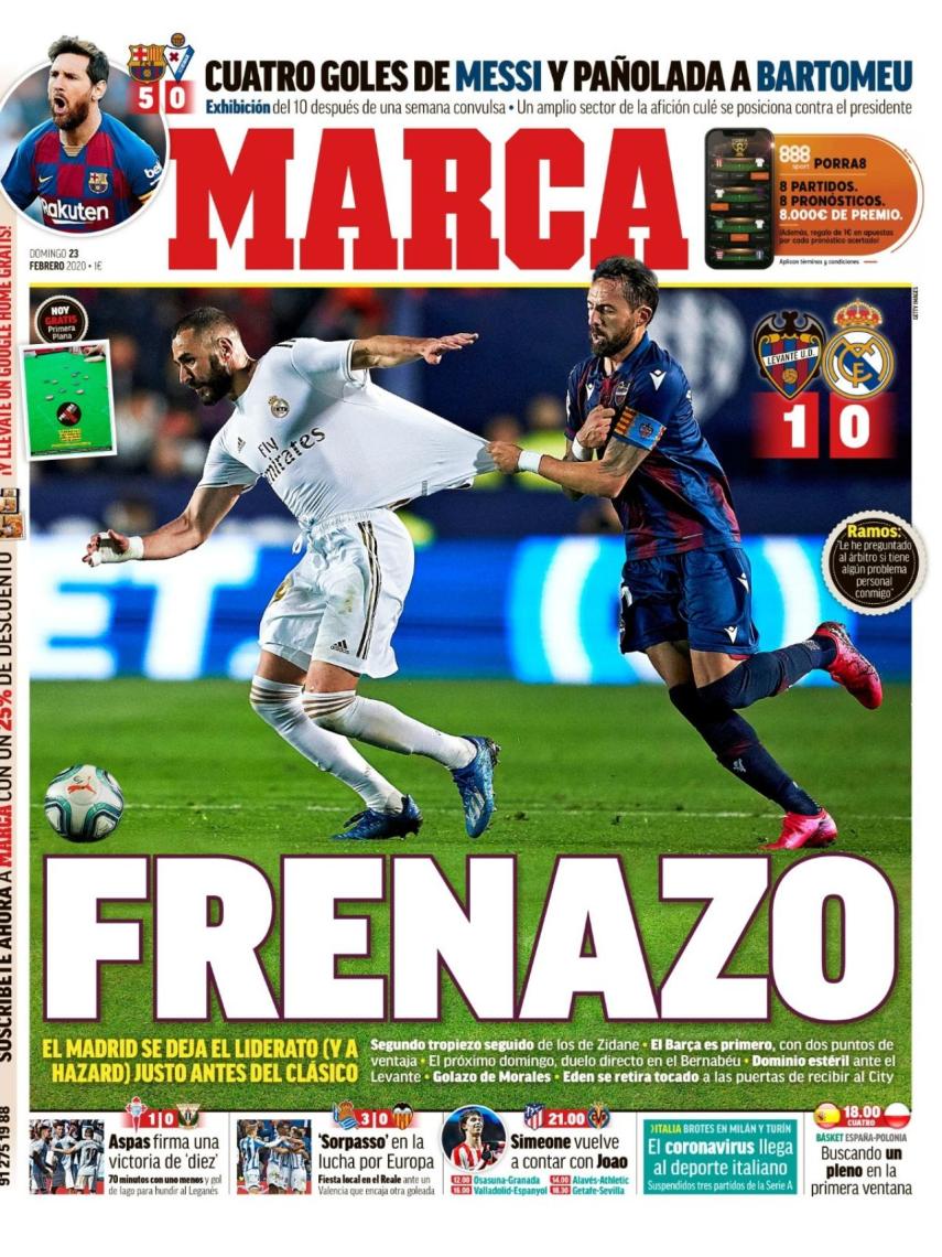 La portada del diario MARCA (23/02/2020)