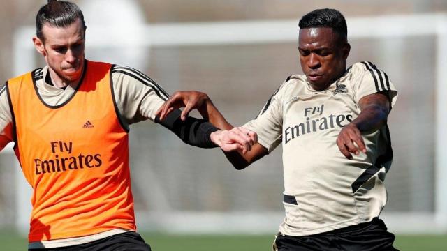 Gareth Bale y Vinicius Junior, en el entrenamiento del Real Madrid