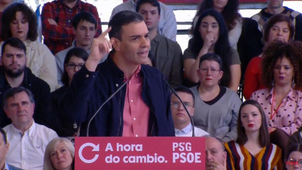 El presidente del Gobierno, Pedro Sánchez, en Santiago de Compostela.