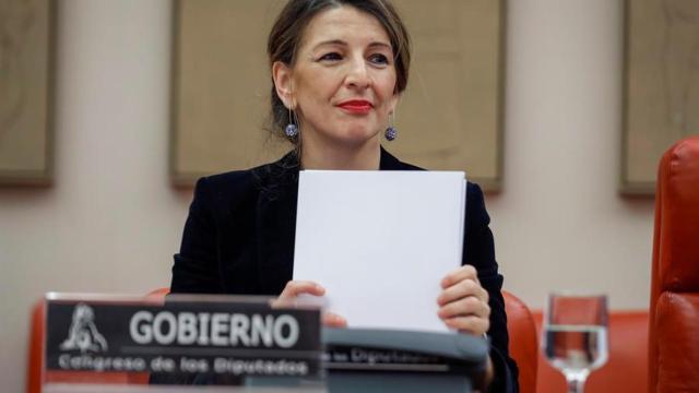 Yolanda Díaz, ministra de Trabajo durante su última comparecencia en el Congreso.