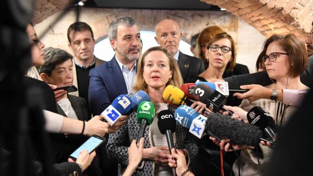 La vicepresidenta tercera Nadia Calviño este lunes en Barcelona.