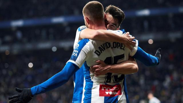 David López celebra un gol con el Espanyol