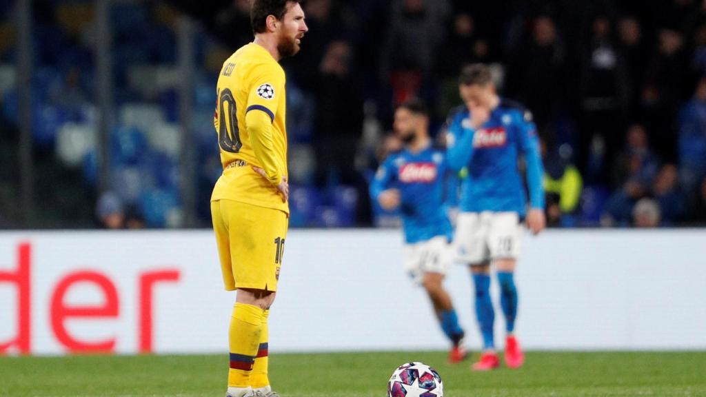 Leo Messi, tras encajar el gol en Nápoles