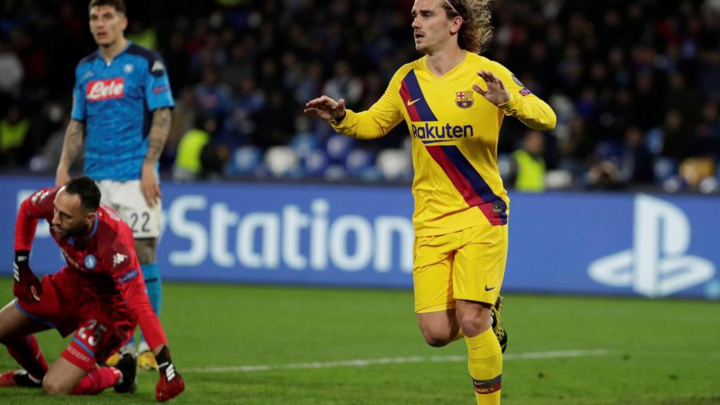 Griezmann celebra el gol ante el Nápoles