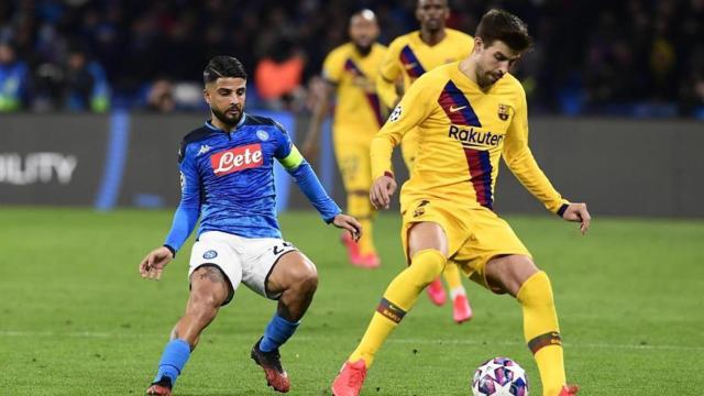 Gerard Piqué, en el Nápoles - Barcelona de la Champions League