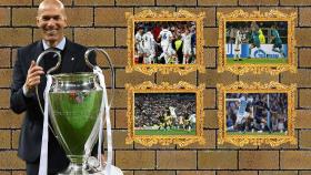 Zinedine Zidane y diferentes momentos de eliminatorias de Champions