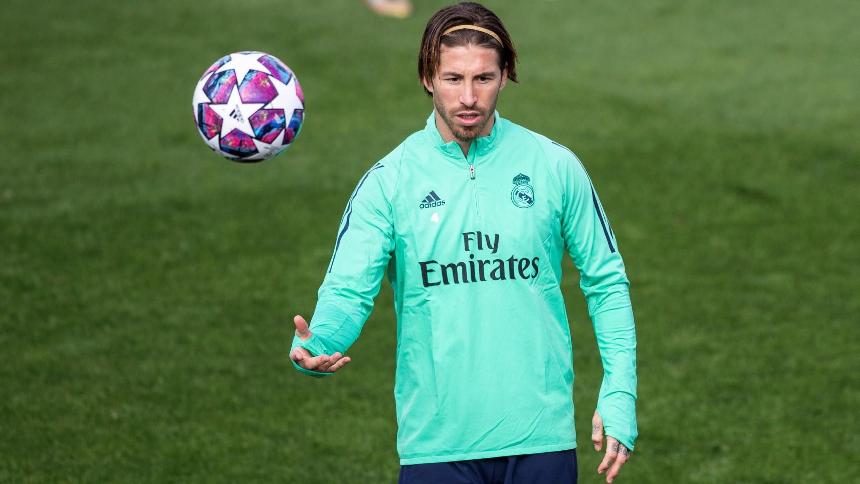 Sergio Ramos, durante un entrenamiento con el Real Madrid