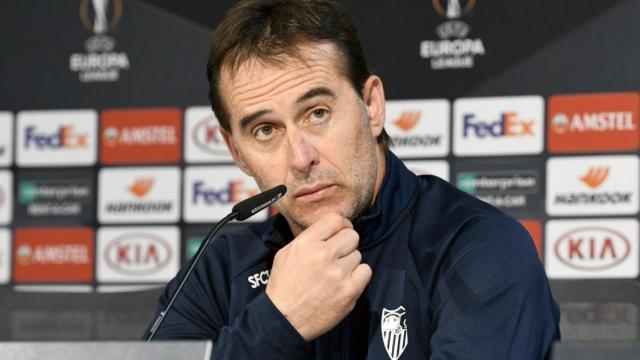 Julen Lopetegui en la rueda de prensa previa al partido de Europa League ante el Cluj