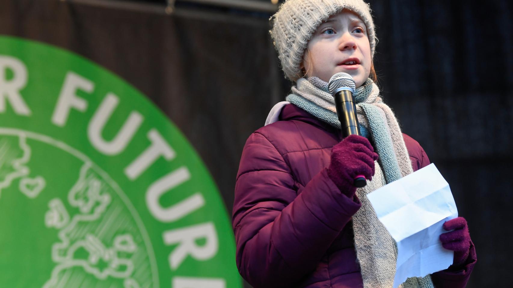 Greta Thunberg habla en una protesta de Fridays for Future en Hamburgo, Alemania, el 21 de febrero de 2020.