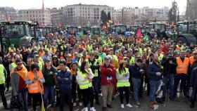 Los agricultores protestando en una imagen de archivo