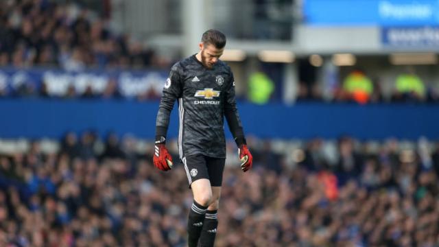 David de Gea, cabizbajo tras su error ante el Everton.