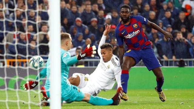 Mariano Díaz, en el momento del gol