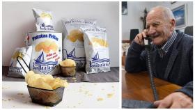 César Bonilla y un surtido de sus populares patatas fritas.