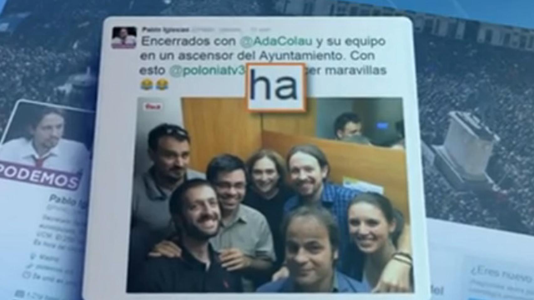 El Telediario de TVE resalta una errata de Pablo Iglesias en Twitter