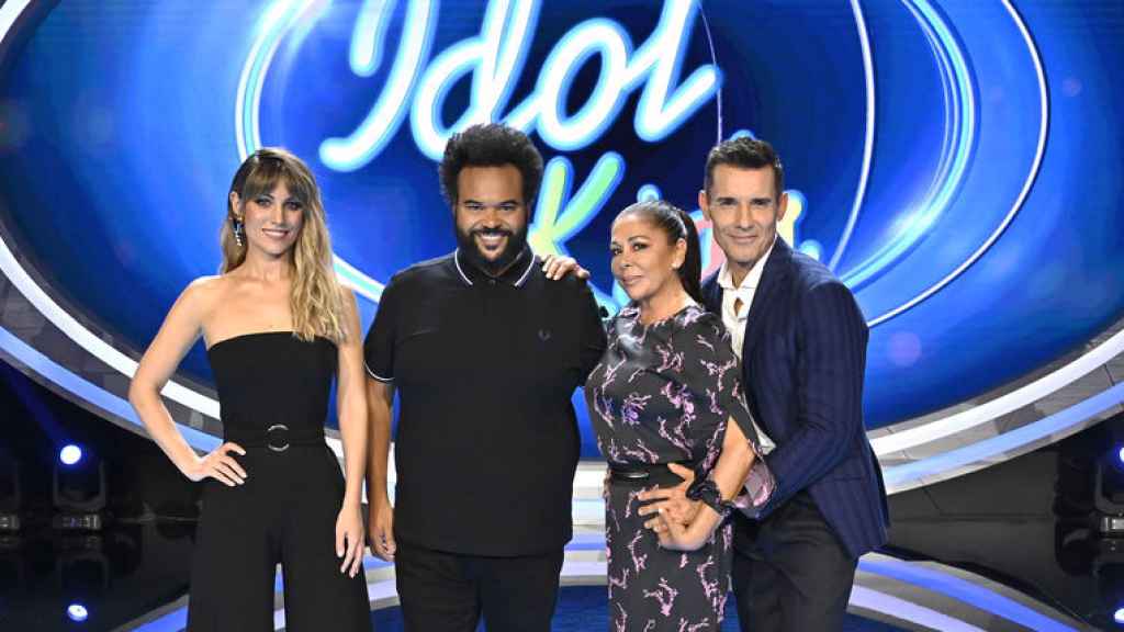 Edurne, Carlos Jean, Isabel Pantoja y Jesús Vázquez en la presentación de 'Idol Kids'.