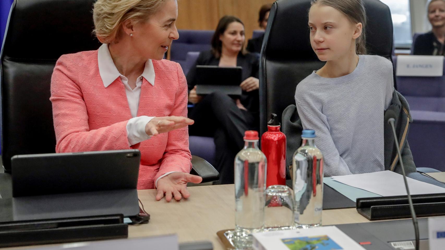 Greta Thunberg y  la presidenta de la Comisión Europea, Ursula von der Leyen , este miércoles en Bruselas.