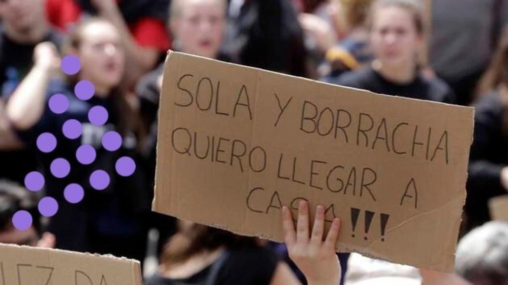 El lema de la polémica, frecuentemente usado en manifestaciones feministas.