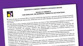 Manifiesto de la Comisión del 8-M de Madrid.