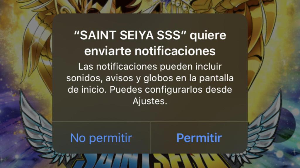 App pidiendo permiso para mostrar notificaciones en iOS