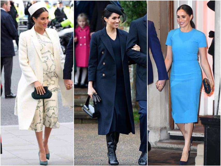 Meghan Markle con sus tres vestidos de Victoria Beckham.