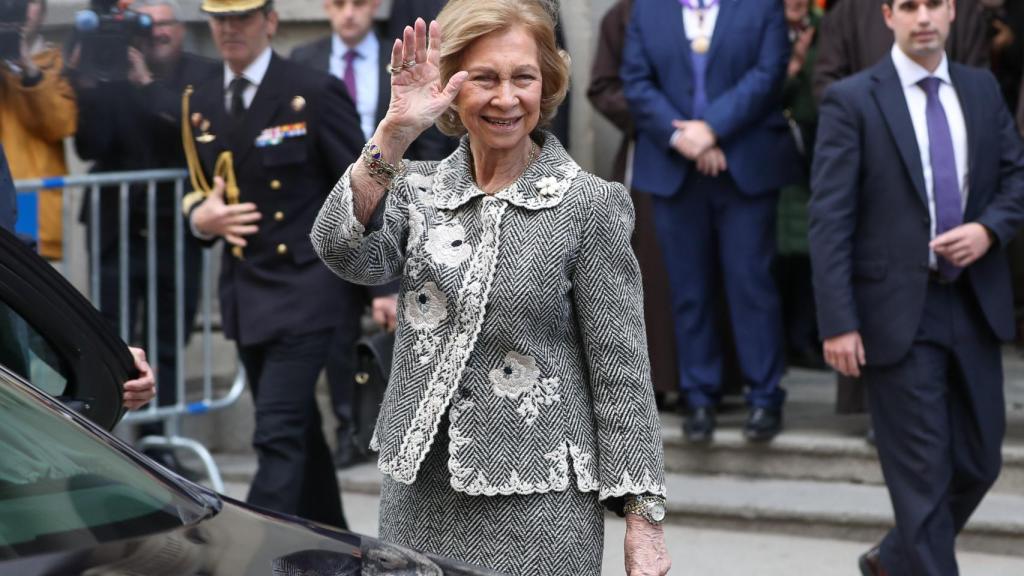 La reina emérita a su llegada a la basílica.