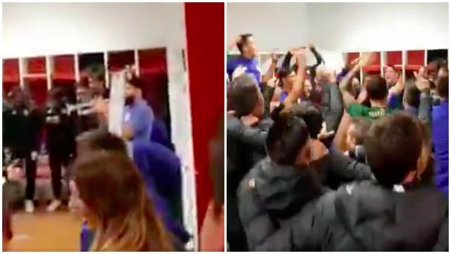 El Athletic celebró el pase a la final tocando la trompeta