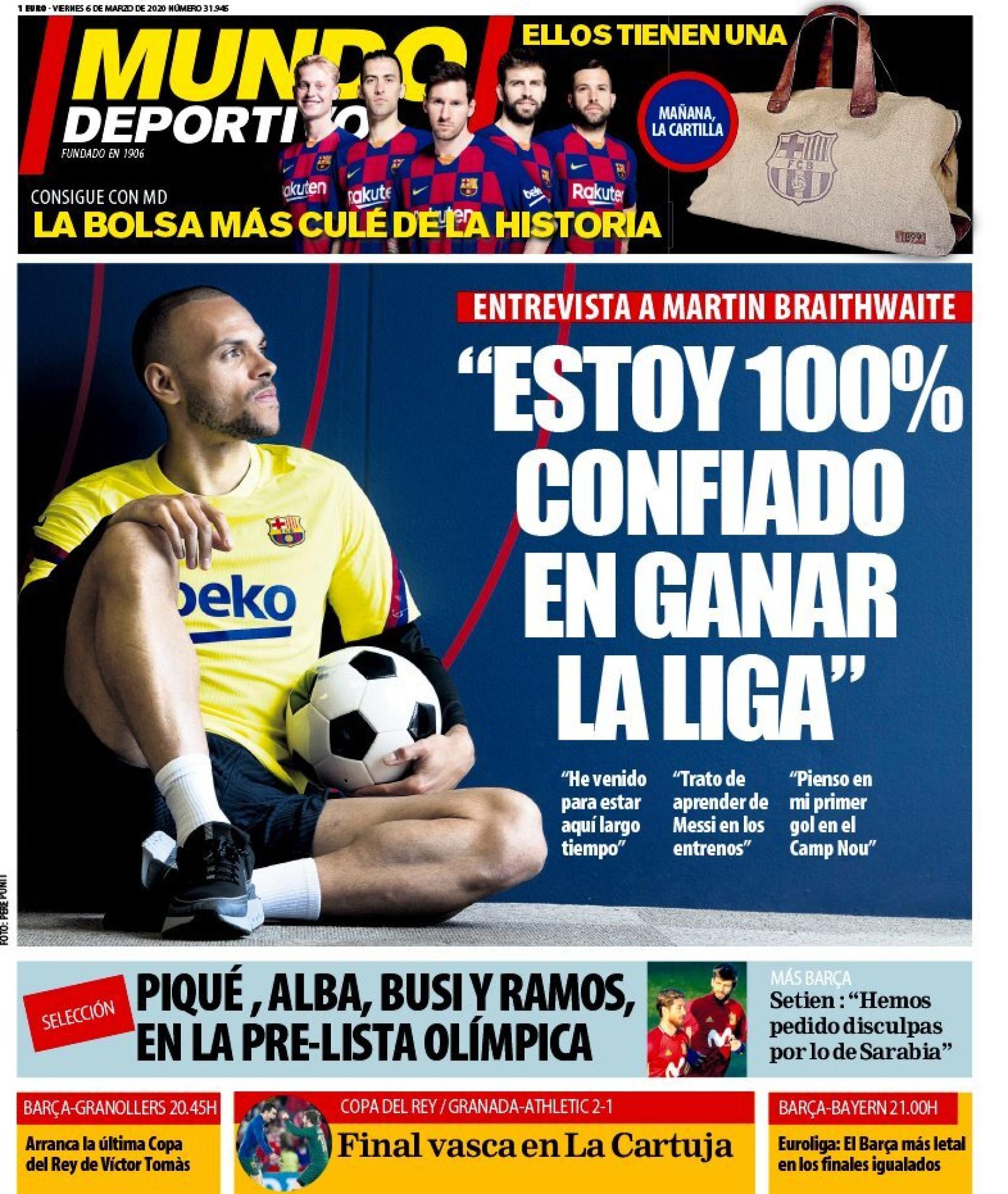 La portada del diario Mundo Deportivo (06/03/2020)