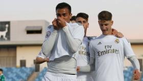 Reinier celebra un gol con el Castilla