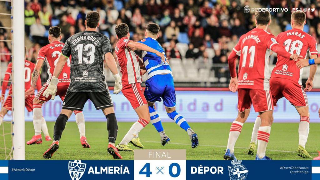 Almería 4-0 Dépor: Vuelta a las andadas y al descenso