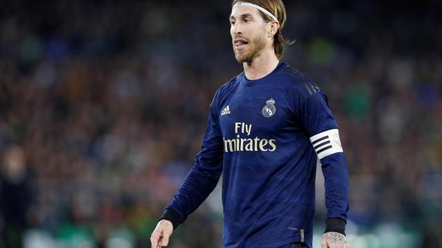 Sergio Ramos, en un partido del Real Madrid con la camiseta azul